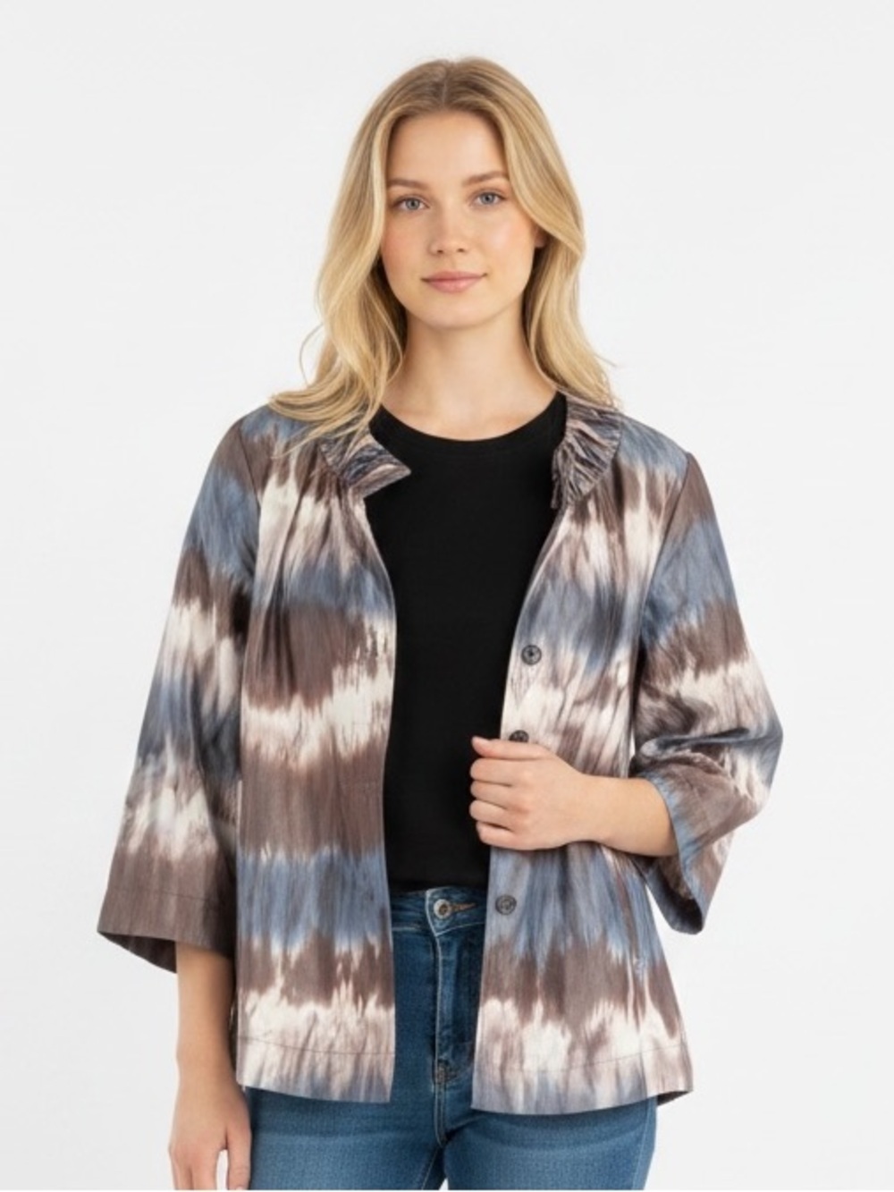 Chico's Ikat Tie Dye Jacket Small